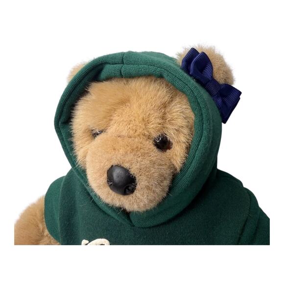 VTG LL Bean Ellie TEDDY BEAR 15” Plush In Green Hoodie Sweatshirt Stuffed Animal - Picture 2 of 11